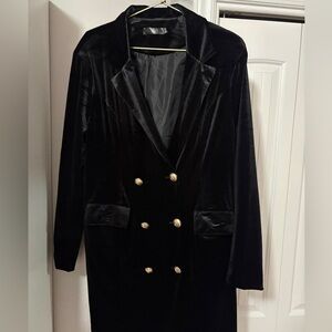 Missguided Black Velvet Double-Breasted Blazer